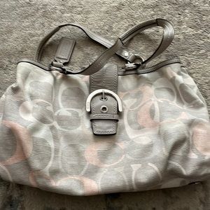 Coach Purse - gray and light peach. In great shape - slightly used.